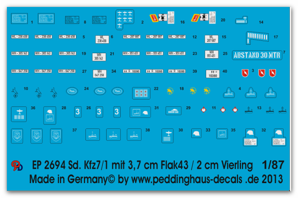 Peddinghaus 1/87 2694 Sd. Kfz 7-1 8 ton halftrack with 2 cm quad and 3,7 cm anti aircraft gun