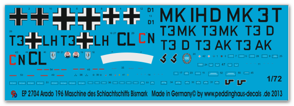 Peddinghaus-Decals 1/72 2704 Ar 196 Bismark Maschinen