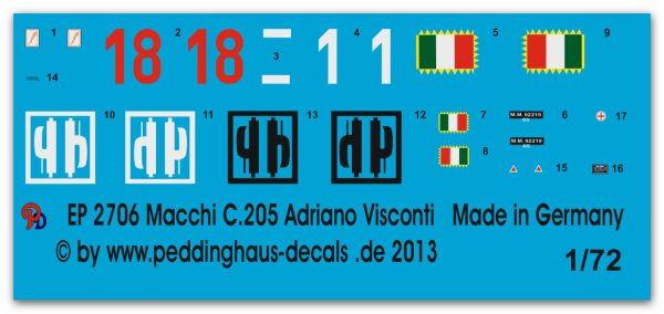Peddinghaus-Decals 1/72 2705 Macchi c. 205 Adriano Visconti
