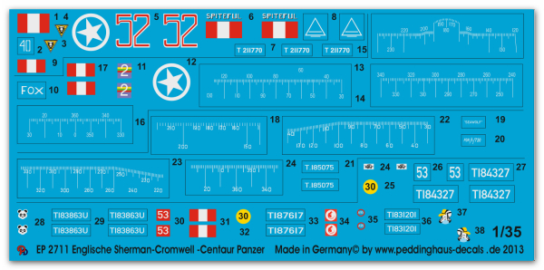 Peddinghaus-Decals 1:35 2711 Royal Marines Sherman-Cromwell und Centaur Panzer