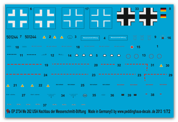 Peddinghaus-Decals 1/72 2734 Me 262 der Messerschmitt Stiftung