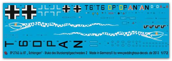 Peddinghaus-Decals 1/72 2763 Ju 87 " Schlangen -Stukas des Sturzkampf-geschwaders 2