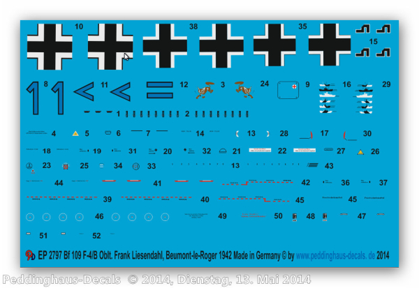 Peddinghaus-Decals 1/72 2797  Bf 109 F4/B Ofw. Frank Lissendahl