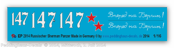 Peddinghaus-Decals 1:16  2814 markings for a russian Sherman tank