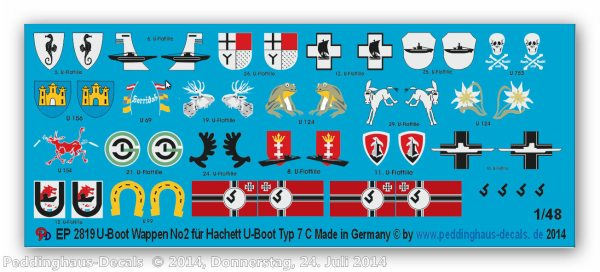 Peddinghaus-Decals 1:48   2819 U-Boot Beschriftungen No 2 Hachett Boot