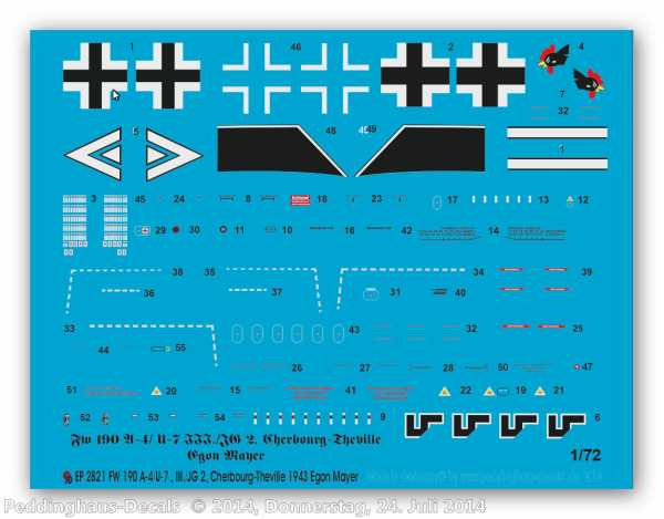Peddinghaus-Decals 1/72  2821 Fw 190 A-4/U-7, III./JG 2 Egon Mayer