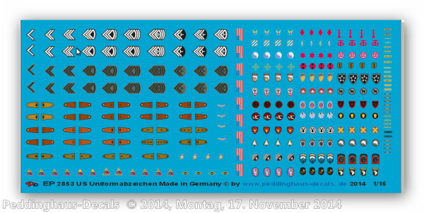 Peddinghaus-Decals 1:16 2853 USA Uniformabzeichen