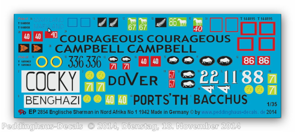 Peddinghaus-Decals 1:35 2854 Sherman tanks in North Africa No 1 , 1942