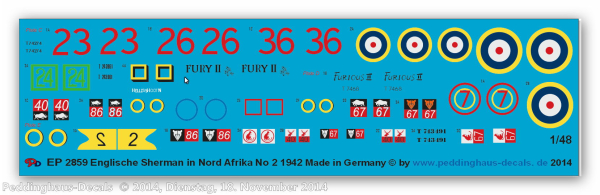 Peddinghaus-Decals 1:48 2859 English Sherman tanks in North Africa No 2, 1942