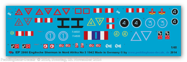 Peddinghaus-Decals 1:48 2860 English Sherman tanks in North Africa No 3, 1942