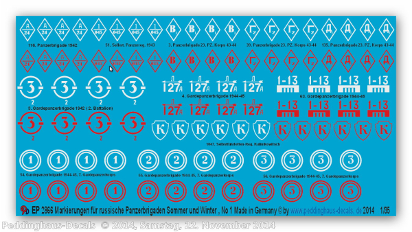 Peddinghaus-Decals 1:35 2866 markings for russian tank brigades