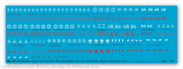 Peddinghaus 1/87 2873 markings for russian tank brigades