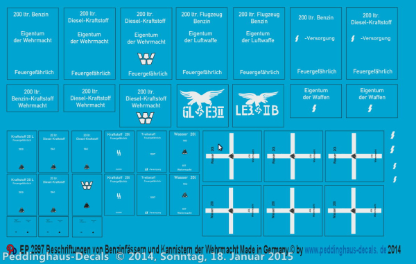 Peddinghaus-Decals 1:48 2897 markings for german jerry cans and petroldrums