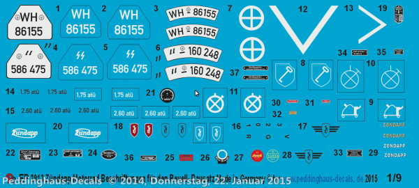 Peddinghaus-Decals 1:9   2913 Markings for the Zündapp Bike from Revell