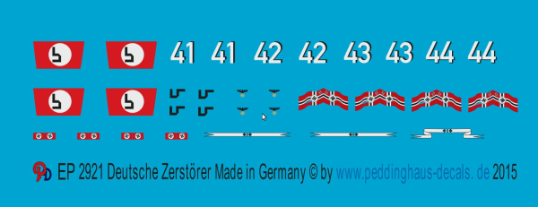 Peddinghaus-Decals 1:1250  2921 Markierungen für deutsche Zerstörer