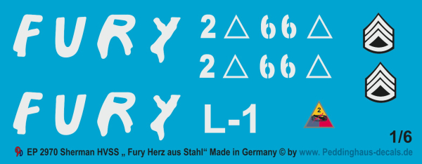 Peddinghaus-Decals 1:6 2970 Sherman Fury Herz aus Stahl