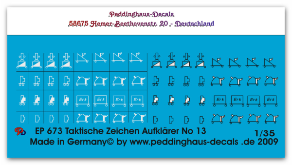 Peddinghaus-Decals 1:35  0673  tactical markings recce units Set No 13
