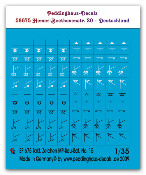 Peddinghaus-Decals 1:35  0675  tactical markings MP-road building- and other units Set No 15