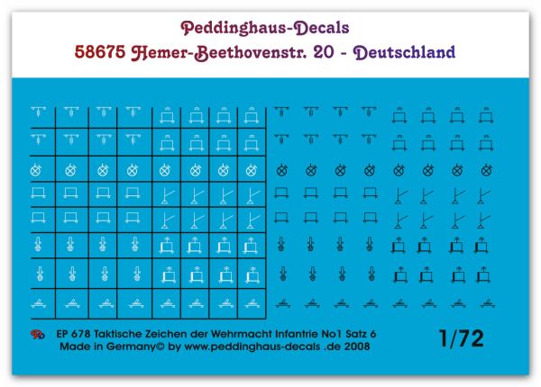 Peddinghaus-Decals 1:72 0678   Taktische Zeichen Wehrmacht Infanterie 1 Satz 6