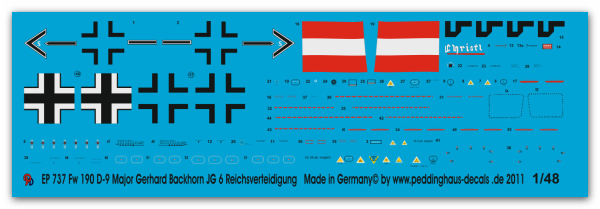 Peddinghaus-Decals 1/48 0737 Fw 190 D Major Gerhard Backhorn