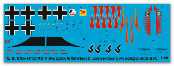 Peddinghaus-Decals 1/48 0738 FW 190 A 5 Major Hermann Graf