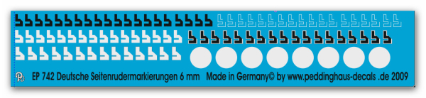 Peddinghaus-Decals 1/48 0742 Seitenrudermarkierungen der deutschen Luftwaffe 6 mm
