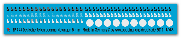 Peddinghaus-Decals 1/48 0743 Seitenrudermarkierungen der deutschen Luftwaffe 5 mm