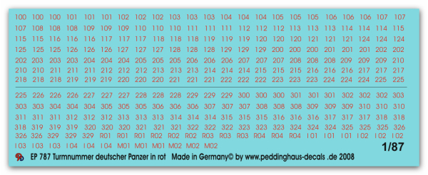 Peddinghaus 1/87 0787 Turmnummern rot