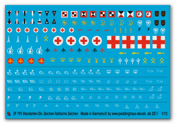 Peddinghaus-Decals 1:72 0795 Deutsche Divisionszeichen, Fahrzeugstander, Taktische Zeichen nach 1942