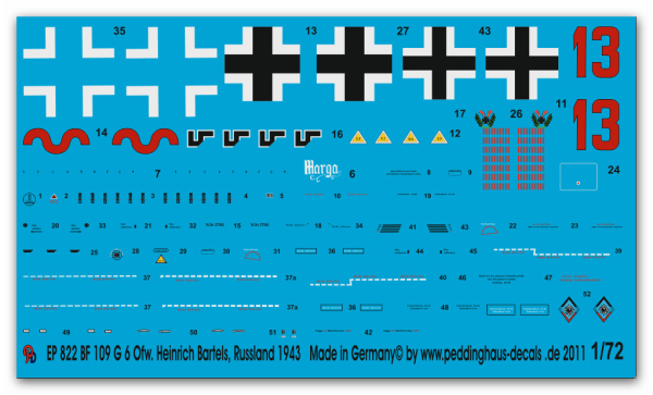 Peddinghaus-Decals 1/72 0822  Ofw Heinrich Bartels BF 109 F