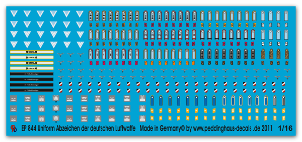 Peddinghaus-Decals 1:16 0844 uniform insignia for Luftwaffe-anti aircraft trops and para uniforms