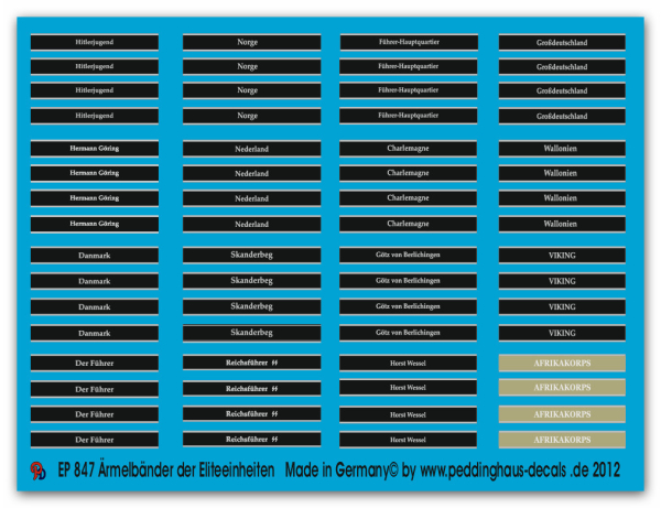 Peddinghaus-Decals 1:16 0847 Cufftitles of the Waffen SS and Wehrmacht
