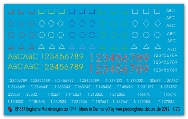 Peddinghaus-Decals 1:72 0867 Englische Panzer Kompaniezeichen und ähnliches 1944