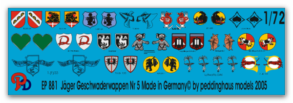 Peddinghaus-Decals 1/72 0881 german Luftwaffe fighter unit signs No 5
