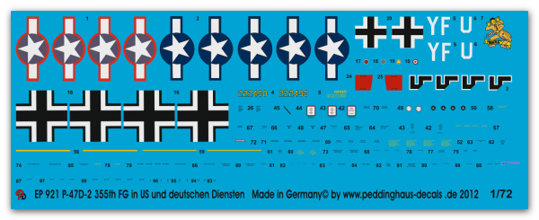Peddinghaus-Decals 1:72 0921 Thunderbolt Circus Rosarius with US and german markings