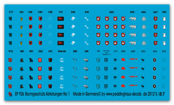 Peddinghaus 1/87 0926 Stug Batterien Abzeichen Teil 1