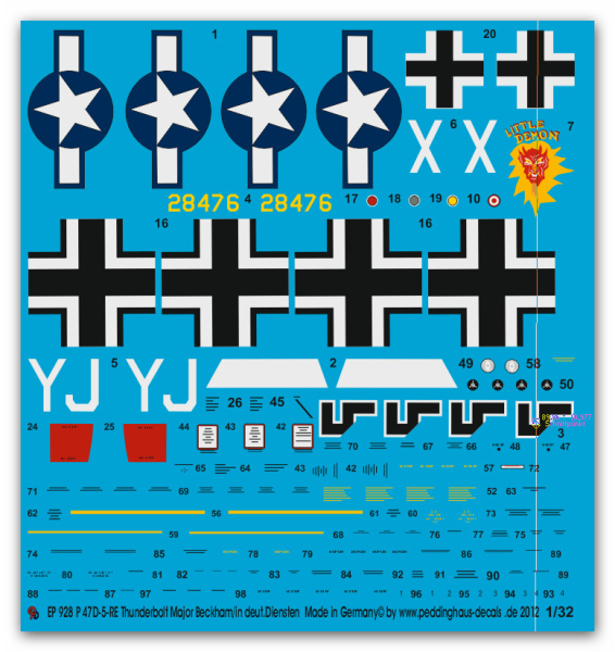 Peddinghaus 1/32 0928  Thunderbolt  Maj Beckham "Circus Rosarius with US and german markings