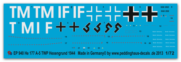 Peddinghaus-Decals 1/72 0940 He 177 A-5 TWP Gotenhafen-Hexengrund 1944